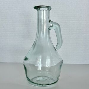 VINTAGE Cruet Bottle 8" Green-Tinted Glass Handle Farmhouse Cottagecore Italian